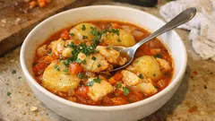 Baccalà in Umido: Italian Braised Cod and Potatoes in a Simple Tomato Broth