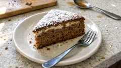 Soft Mascarpone Espresso Cake with a Dusting of Powdered Sugar (No Butter Needed)