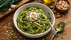 Pasta con Cavolo Nero: Spaghetti with Tuscan Kale Pesto in About 30 Minutes