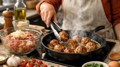 How to make juicy pan-fried meatballs with a browned crust every time
